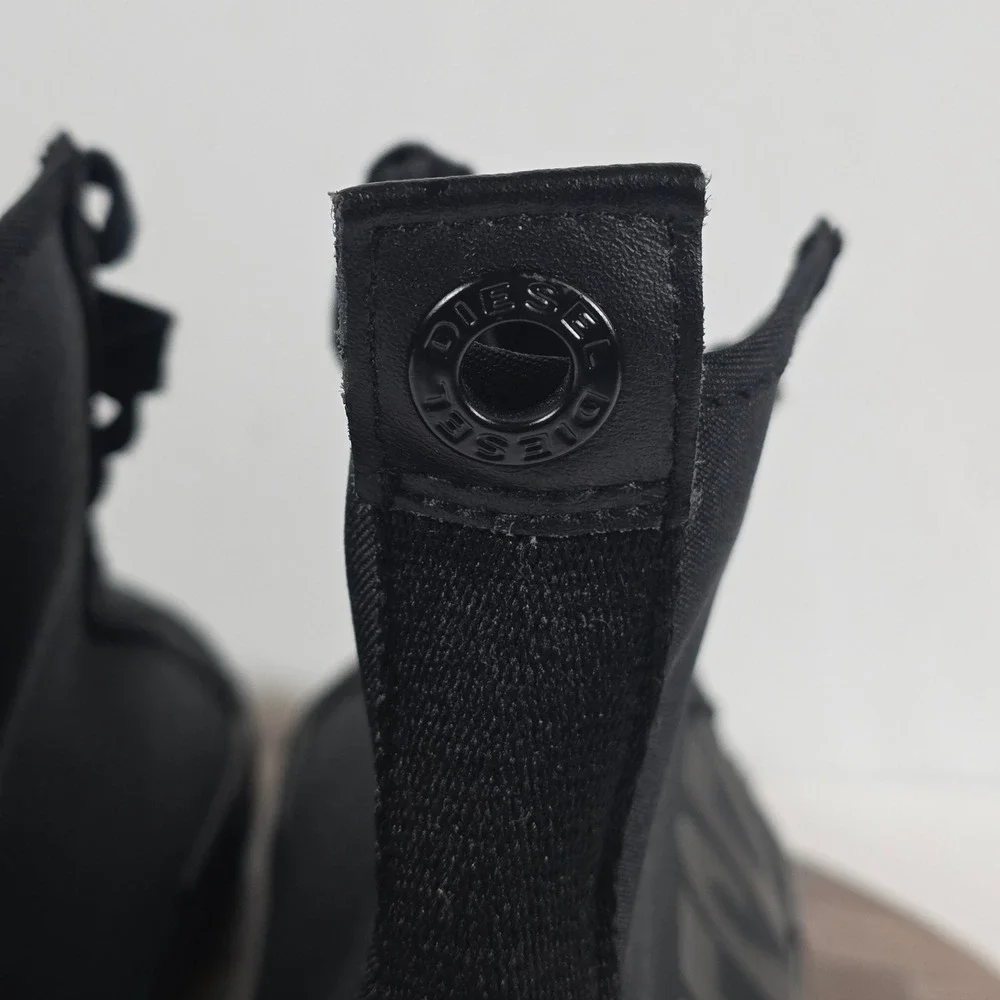Diesel S-Dese Mid Cut Shoes Mens 12.5 Black Canvas High Top Sneakers Y01994